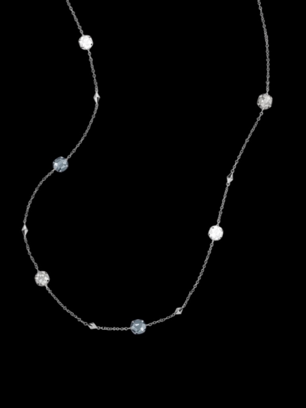 Kendra Scott Tina Silver Necklace in Mother of Pearl, Blue & Grey Cat’s Eye